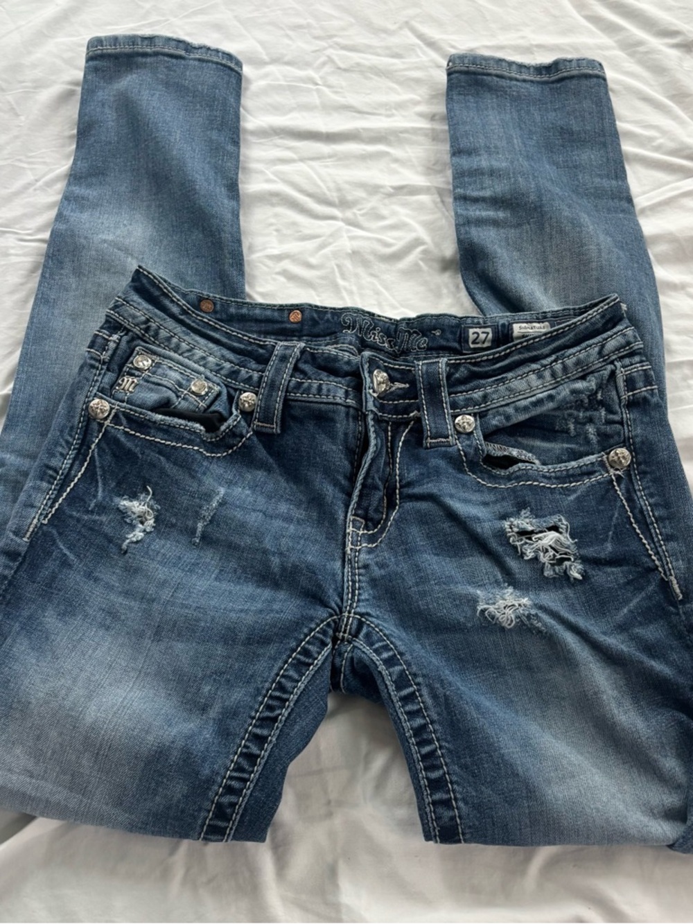 Miss Me Blue Distressed Skinny Jeans